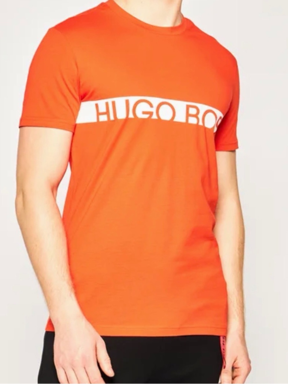 Hugo Boss Red-Orange Crewneck with White Logo Band Size XL